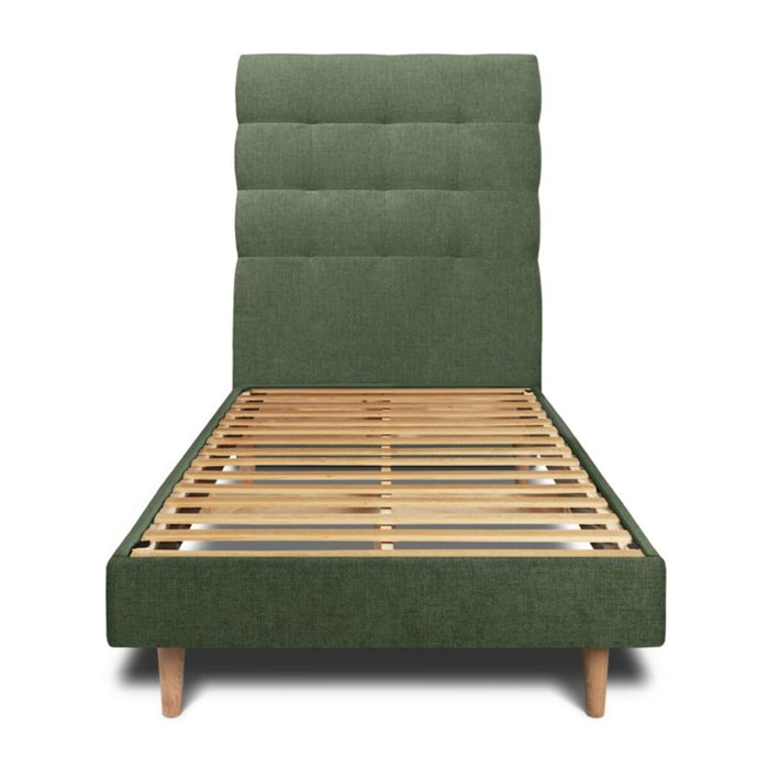 Lit avec tête de lit capitonnée tissu et sommier kit Ep14