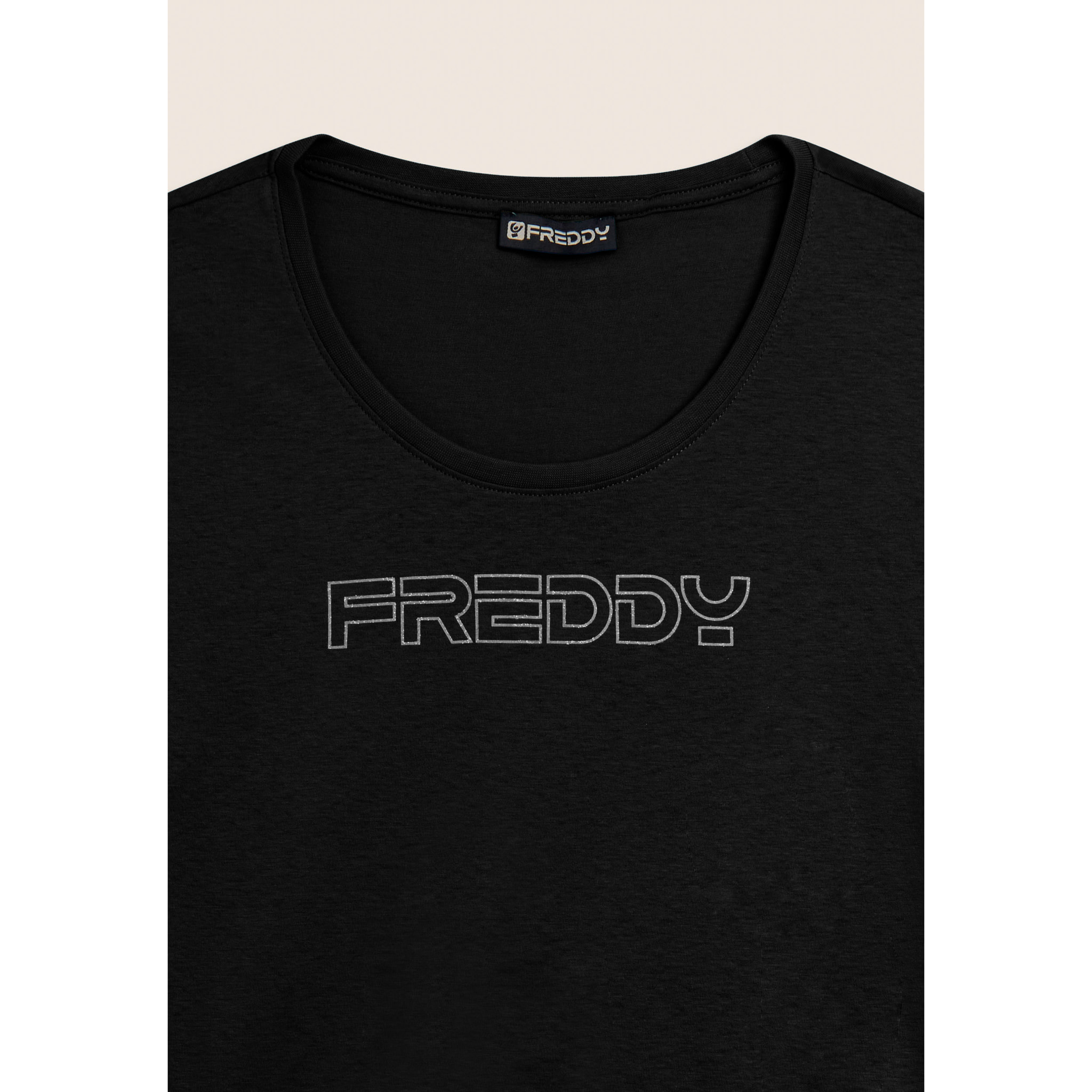 T-shirt Manica Corta con Logo FREDDY in Outline Glitter