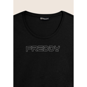 T-shirt Manica Corta con Logo FREDDY in Outline Glitter