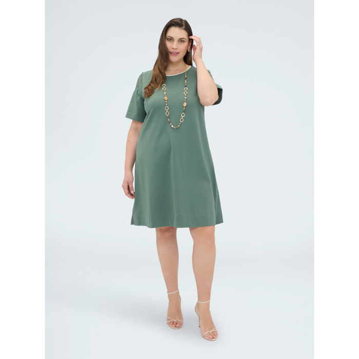 Fiorella Rubino - Vestido corto línea A - Verde militare