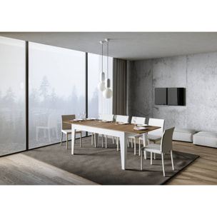 Mesa extensible 90x160/220 cm Cico Mix tapa Roble Natural patas Fresno Blanco