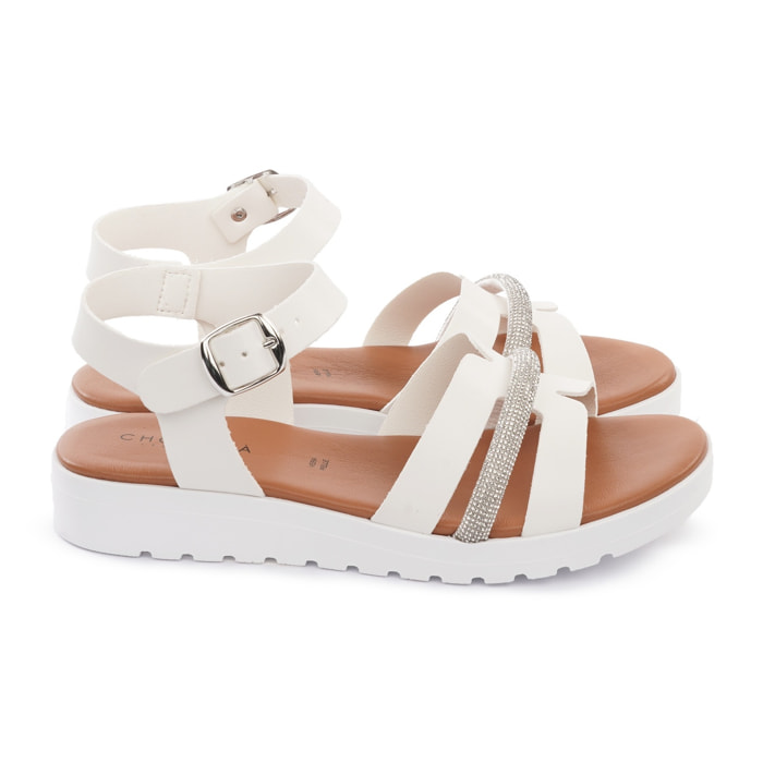 SANDALO ZEPPA H BRILLANTINI BIANCO