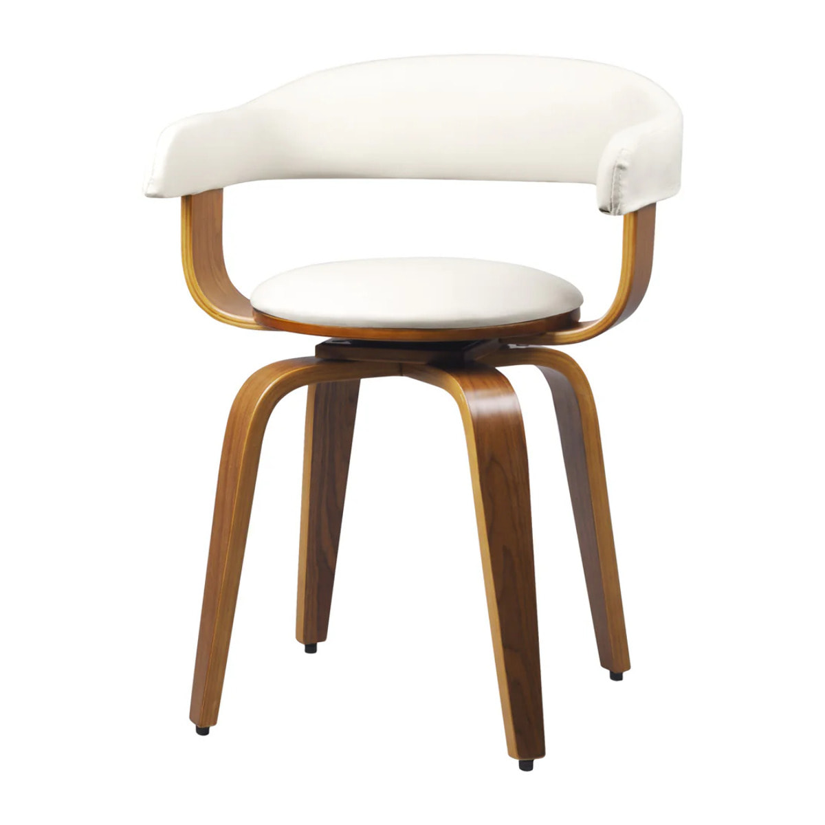 Chaise avec accoudoirs en cuir synthétique blanc - Harold