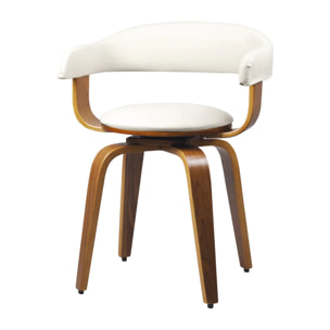 Chaise avec accoudoirs en cuir synthétique blanc - Harold