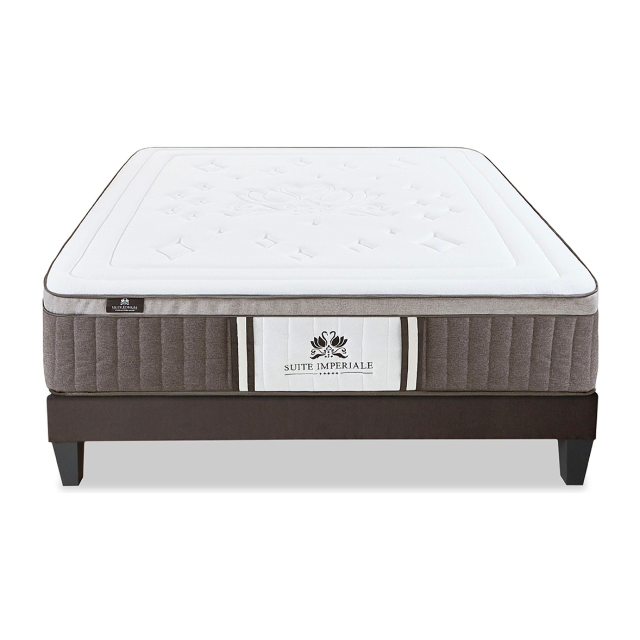 Ensemble Matelas Suite Impériale & Sommier KIT15, 35 cm, Ressorts Ensachés, Micro-Ressorts et Mémoire de Forme, Technologie Tri-Lattes, Soutien Ferme