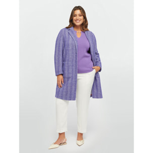 Fiorella Rubino - Cappotto jacquard con tasche - Viola