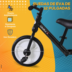 Bicicleta de Equilibrio con Pedales Ruedas Entrenamiento Negro