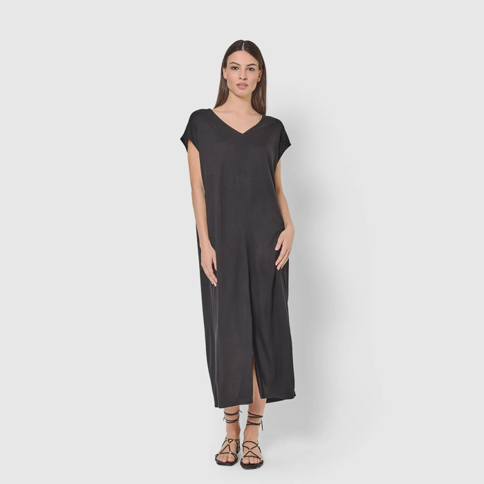 Vestido largo viscosa negro