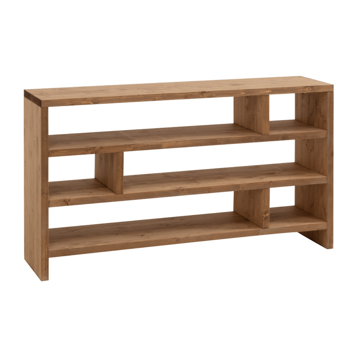 Estantería de madera maciza tono roble oscuro de 80x140cm Alto: 80 Largo: 140 Ancho: 35