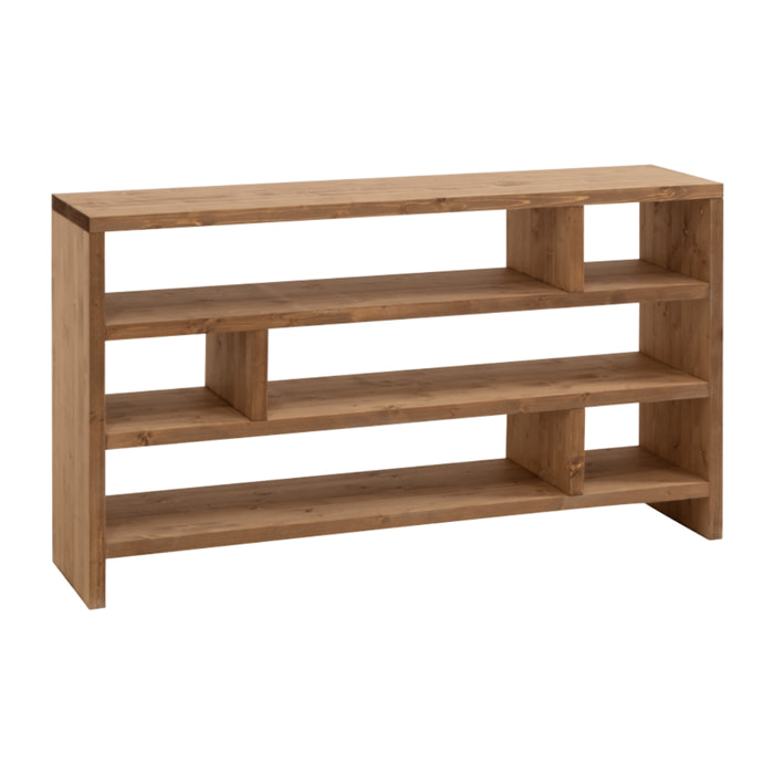 Estantería de madera maciza tono roble oscuro de 80x140cm Alto: 80 Largo: 140 Ancho: 35