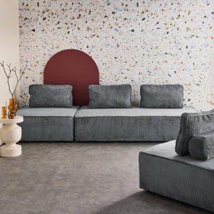 Ensemble chauffeuses LAO pour canapé modulable en velours côtelé 4 places gris foncé