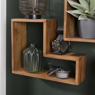 SIXTINE - Étagère murale marron forme 'L' 1 niche bois teck recyclé