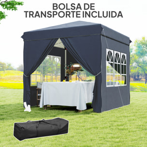 Carpa Plegable Pop-up Gazebo 2,5x2,5 m Cenador Plegable con 4 Paredes Laterales Anti-UV Altura Ajustable y Bolsa de Transporte para Camping Fiestas