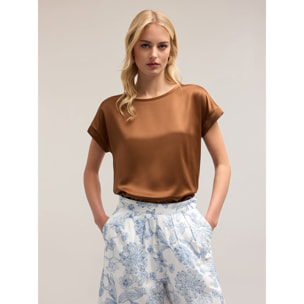 Motivi - Camiseta bimaterial - Marrón