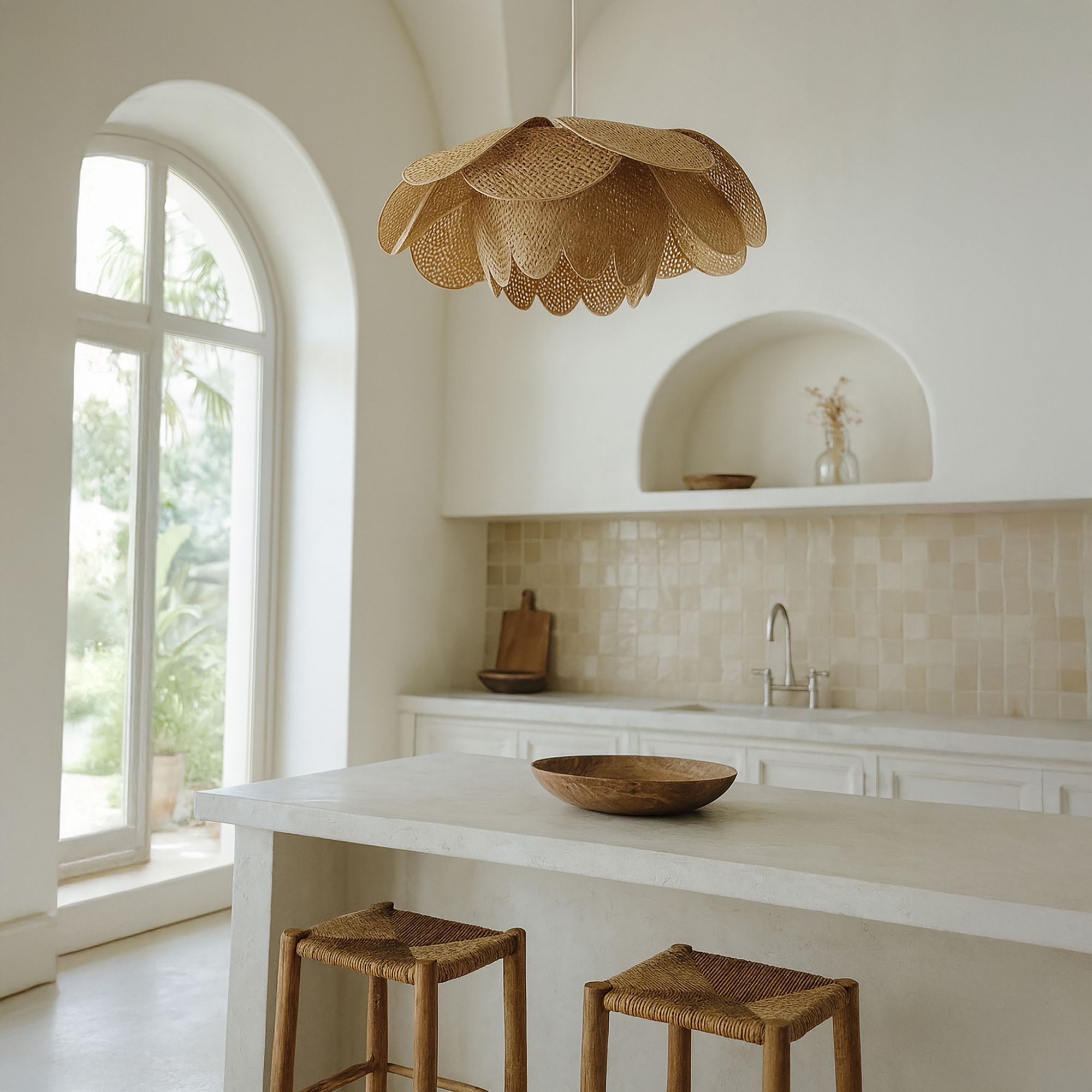 Suspension aérienne en forme de fleur en bambou d67cm PEONIA