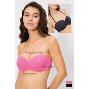 Top bikini bandeau push‑up Rosa