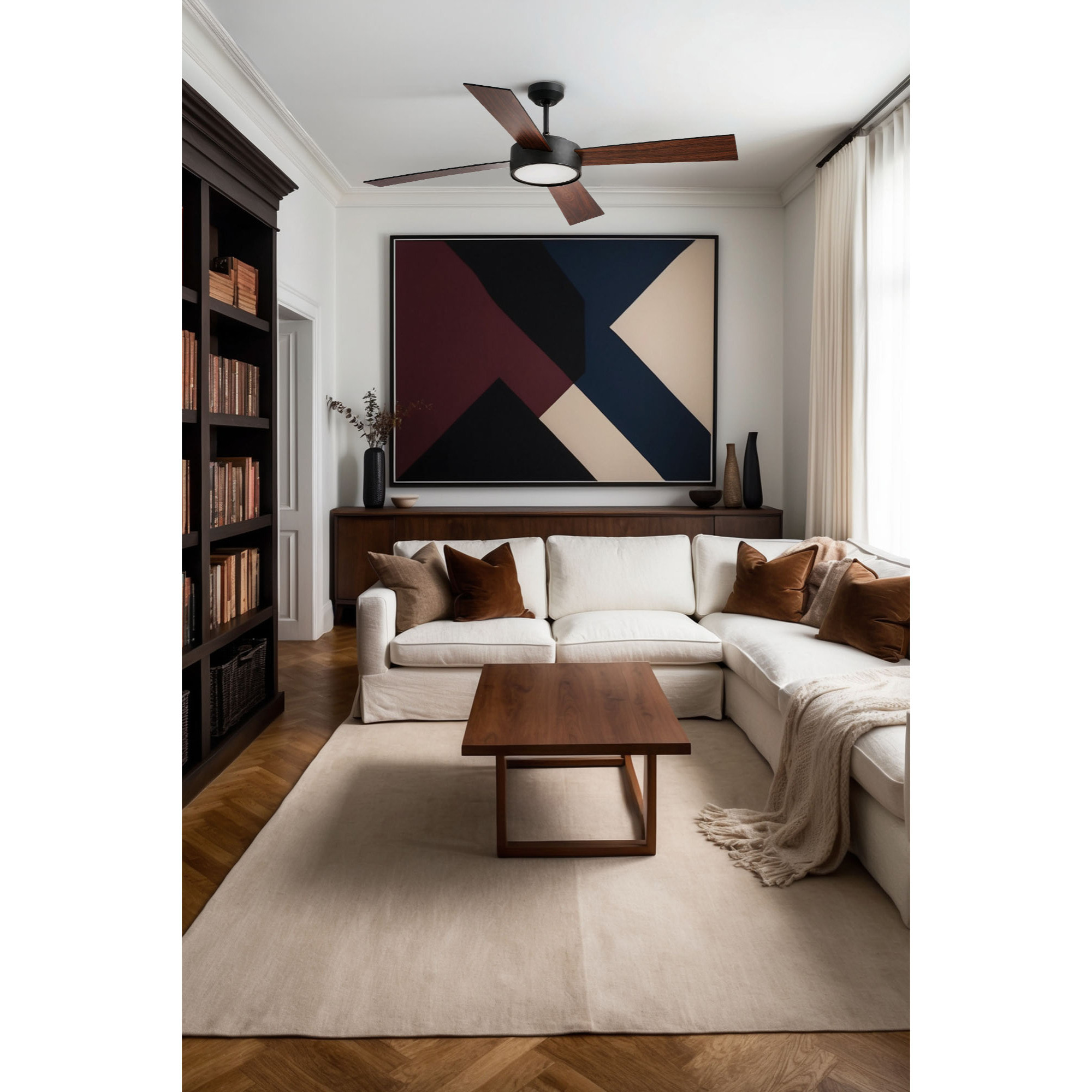 HYDRA L LED Ventilatore a soffitto nero/noce