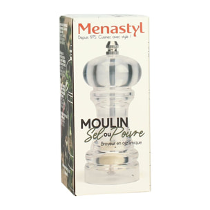 Moulin à sel ou poivre en acrylique transparent