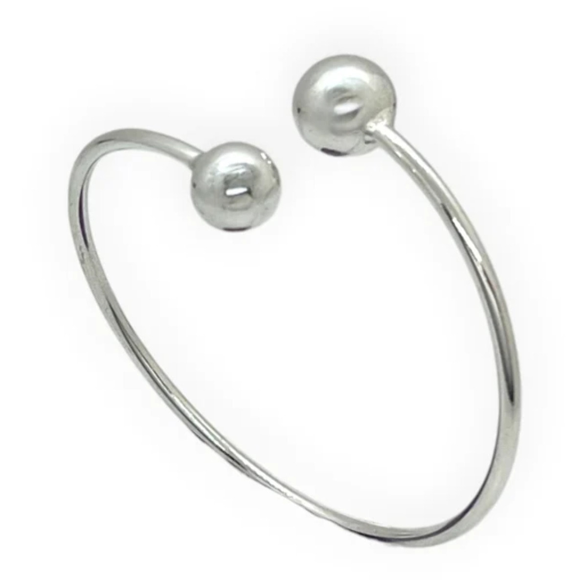 Pulsera aro laton y doble bola en plata chapado 10µ
