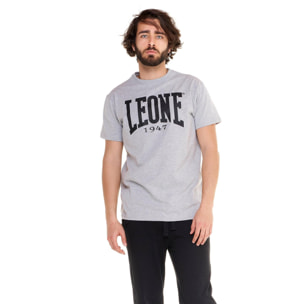 Camiseta de manga corta de algodón elástico con gran logo Leone Basic