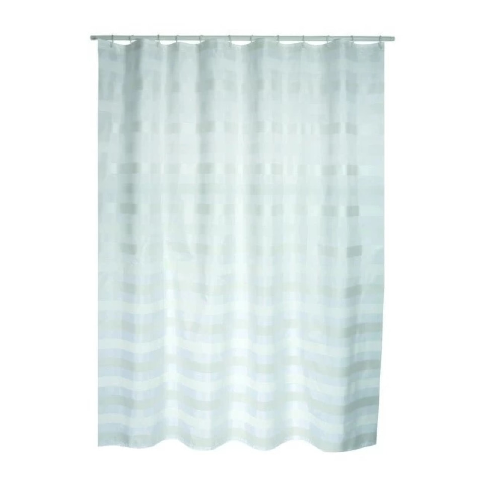 Rideau de douche Polyester AMALFI 180x200cm QUALITE PREMIUM Blanc - Anneaux inclus MSV