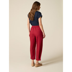 Oltre - Pantaloni cropped in popeline - Bordeaux
