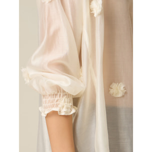 Oltre - Camisa con aplicaciones florales - Blanco