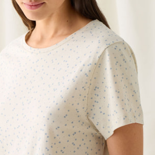 Camiseta de algodón orgánico estampado floral Donnap color azul Viscosa