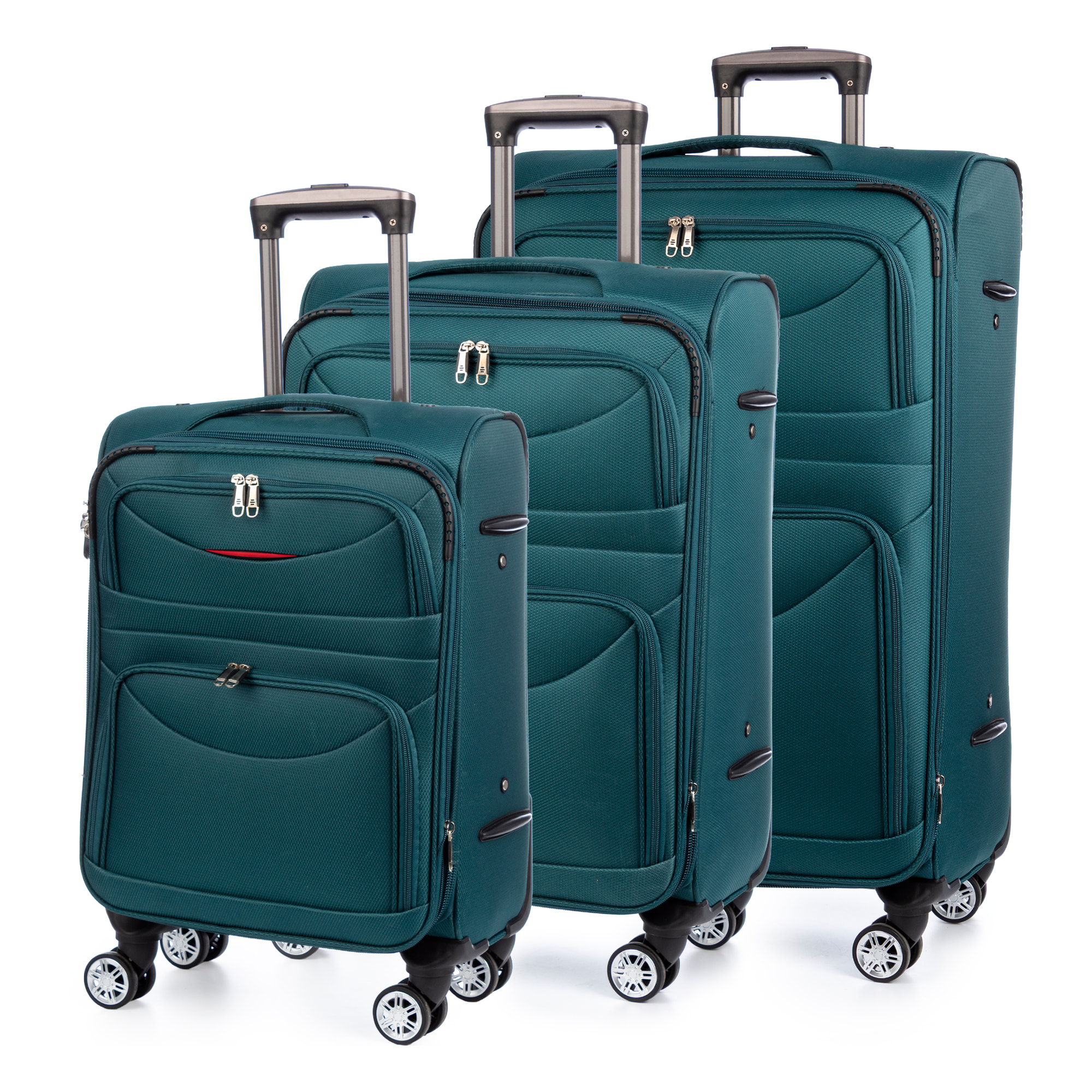 Juego de 3 maletas Trolley extensibles de tela, semirrígidas. Cerradura numérica, 4 ruedas giratorias 360°.