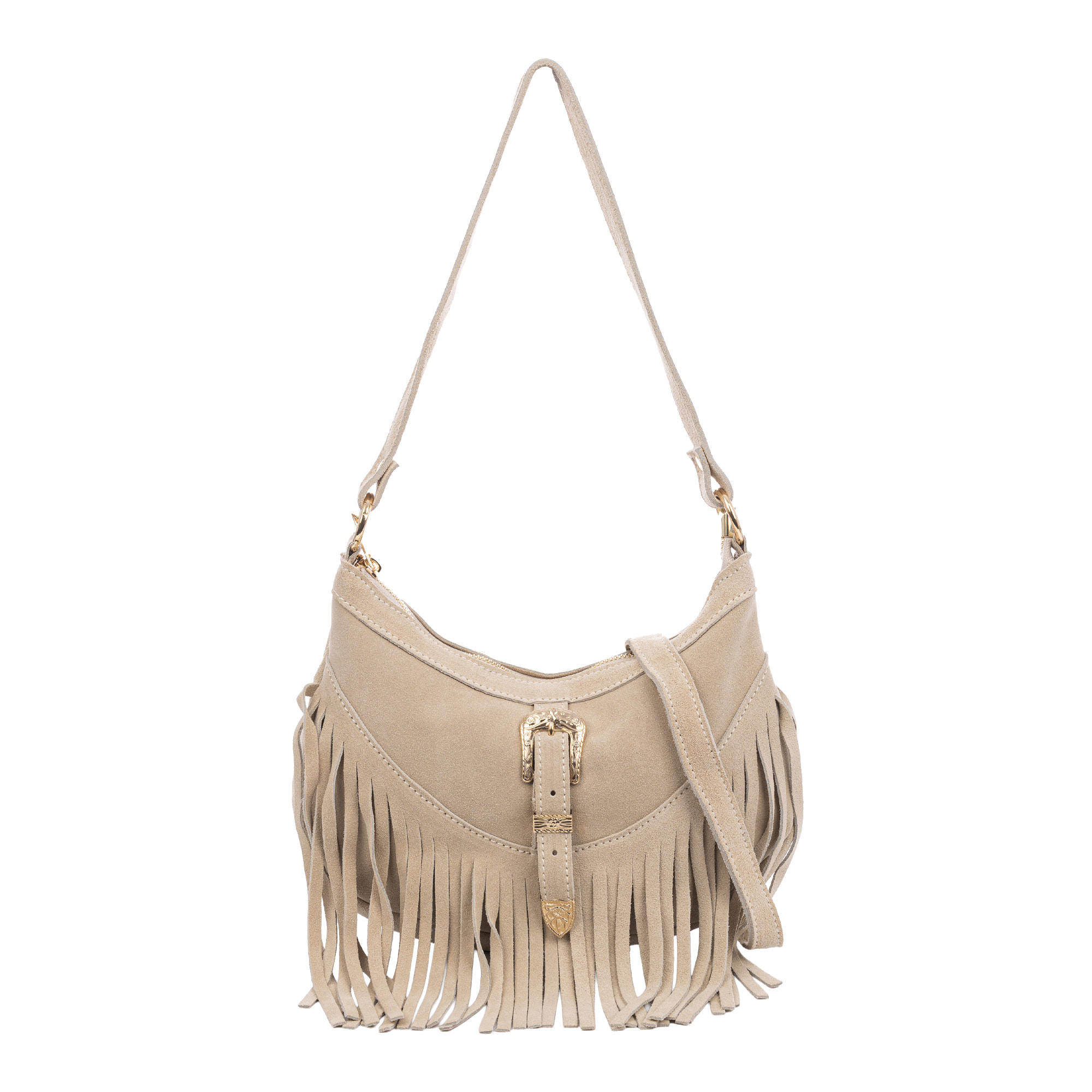 Barlassina bolso bandolera Mujer. Piel auténtica Gamuza, con flecos.