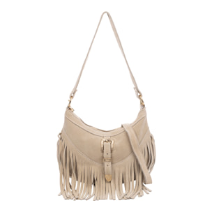 Barlassina bolso bandolera Mujer. Piel auténtica Gamuza, con flecos.