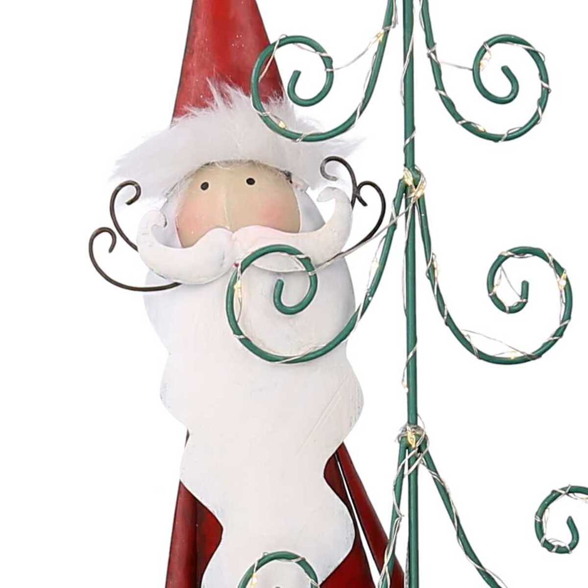 Babbo natale in metallo con albero rosso con led cm29,2x14h84,5