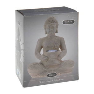 Well home - luz solar de buda en polystone acabado en plata oxidada 21x14x28cm