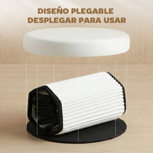 Puff Almacenaje, Banco Almacenaje Plegable, 35 L, 38x38x38 cm, Tapizado en Terciopelo, Baúl de Almacenamiento Redondo, Carga 120 kg, Taburete para Sala de Estar, Dormitorio, Entrada, Crema