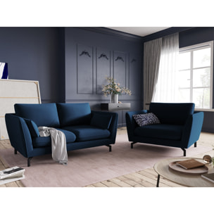 Fauteuil xl "Podium" en velours bleu roi