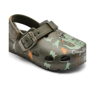 Sandalias Zueco Niños Hebilla Estampado Dinosaurio