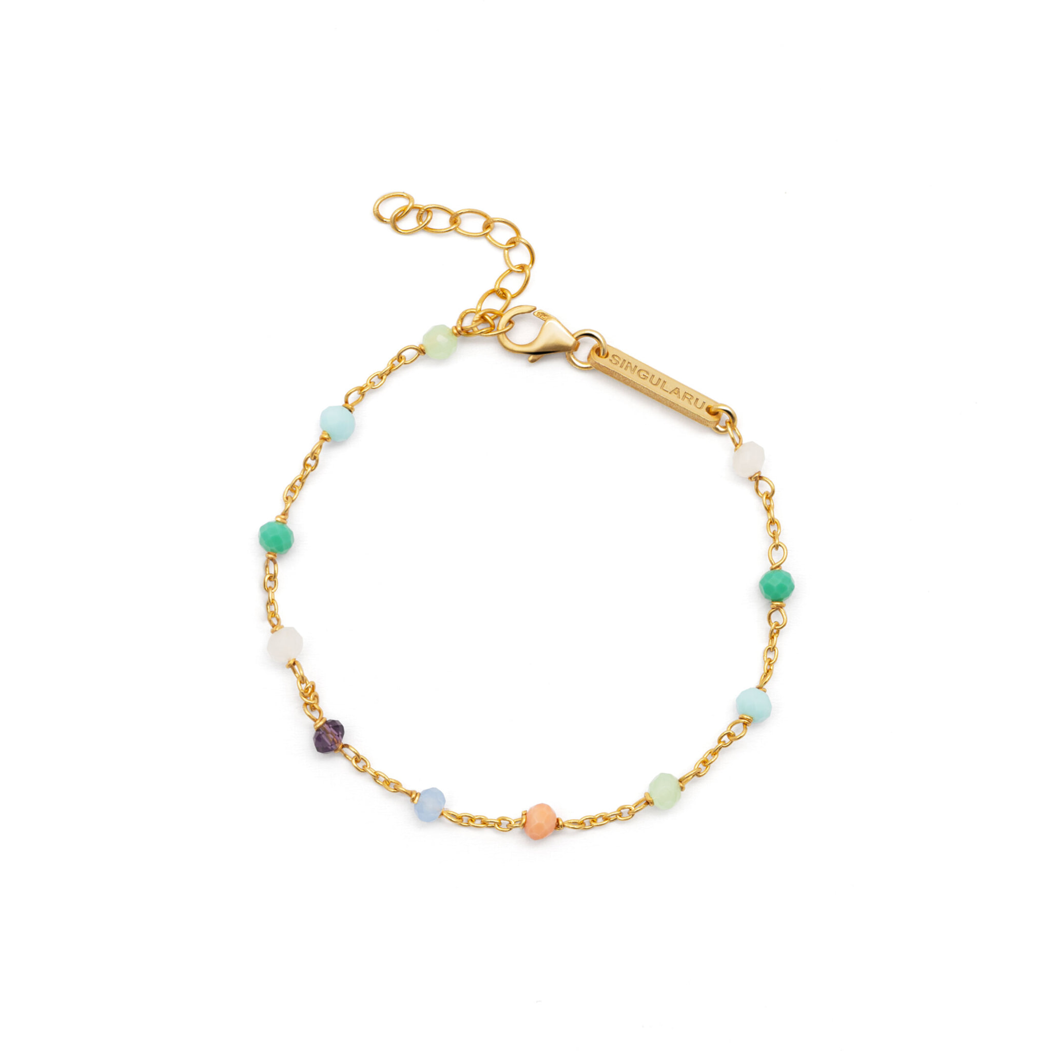 Pulsera Crystals Chain Colors Plata Baño Oro