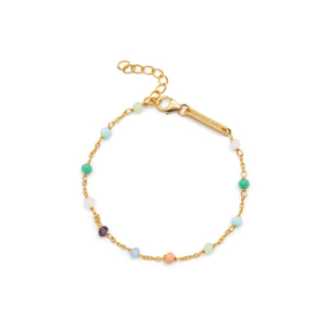 Pulsera Crystals Chain Colors Plata Baño Oro