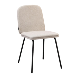 Set 2 sedie in tessuto beige con gambe nere in metallo - Karen