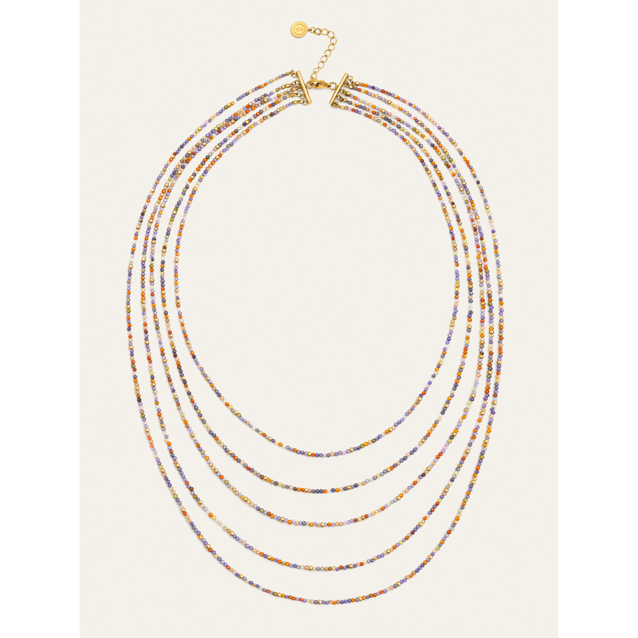 Collar Long Crystals Cleopatra Acero Baño Oro