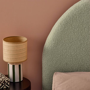 Lit coffre avec sommier à lattes et tête de lit 90 x 190cm finition bouclette CAMERON