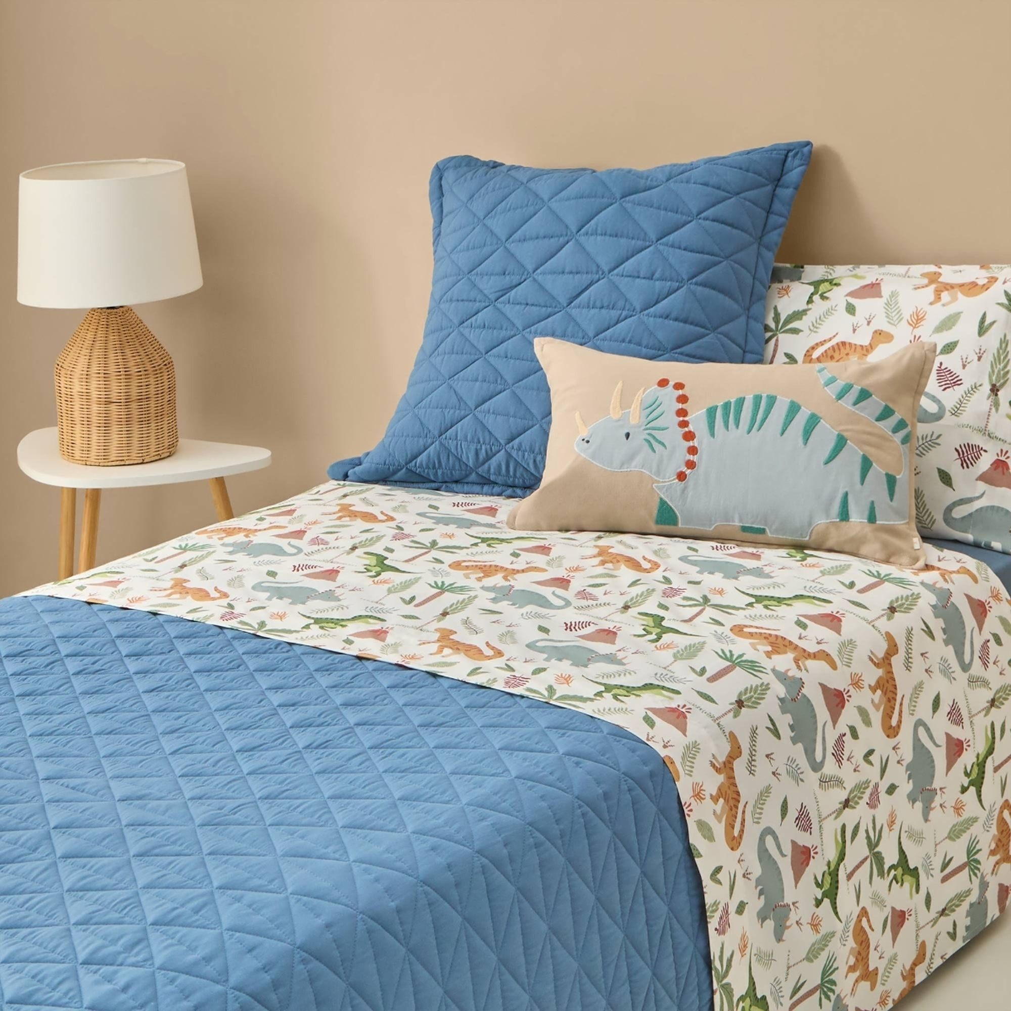 Sábana algodón dinosaurios Dinudini color blanco 100% Algodón percal