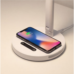 Forlight Avance Flexo led táctil con Regulador de Intensidad y Temperatura de luz. Cargador para móvil de inducción. Blanco.