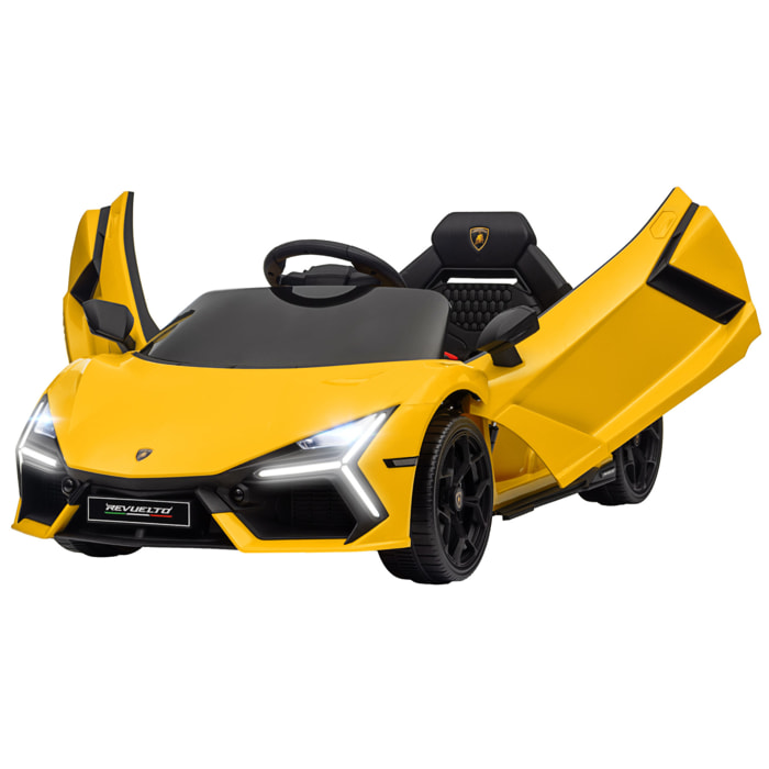 Voiture électrique enfant licence Lamborghini Revuelto télécommande effets sonores lumineux jaune