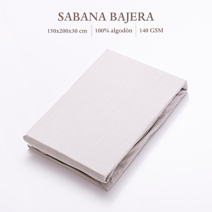 Sábana bajera, 100% algodón, gris claro, scalpers home