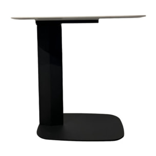 Bout de canapé en céramique blanc effet marbre H. 55 cm - LEVIN