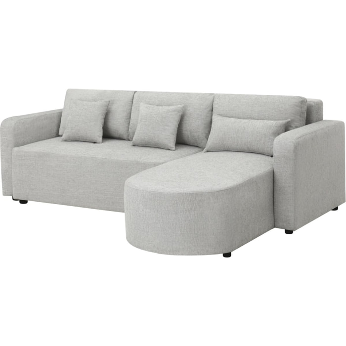 Canapé d'angle convertible et reversible en tissu "Charles" - 3 places - Gris