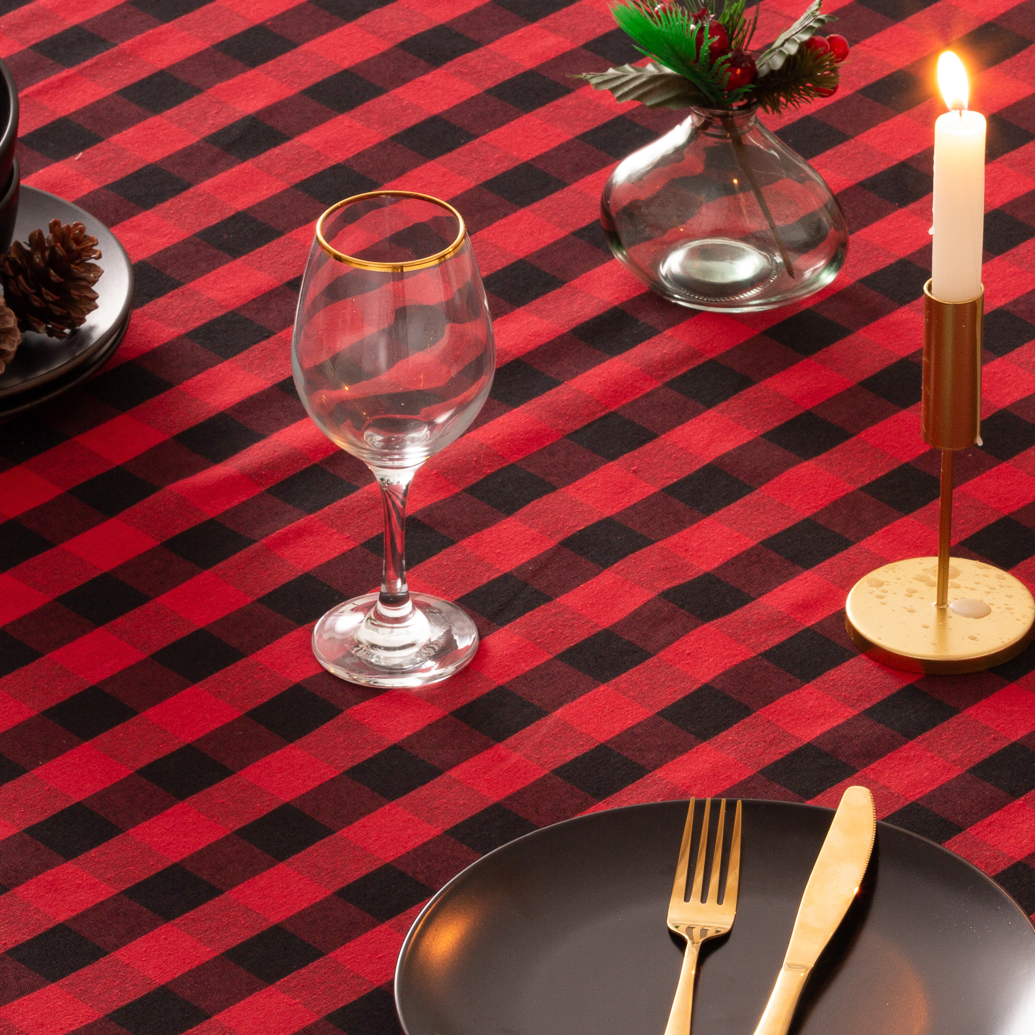 Mantel antimanchas XENIA ROJO-NEGRO