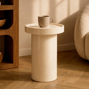 Table d'appoint laquée blanche en MDF, D40 cm - Nora