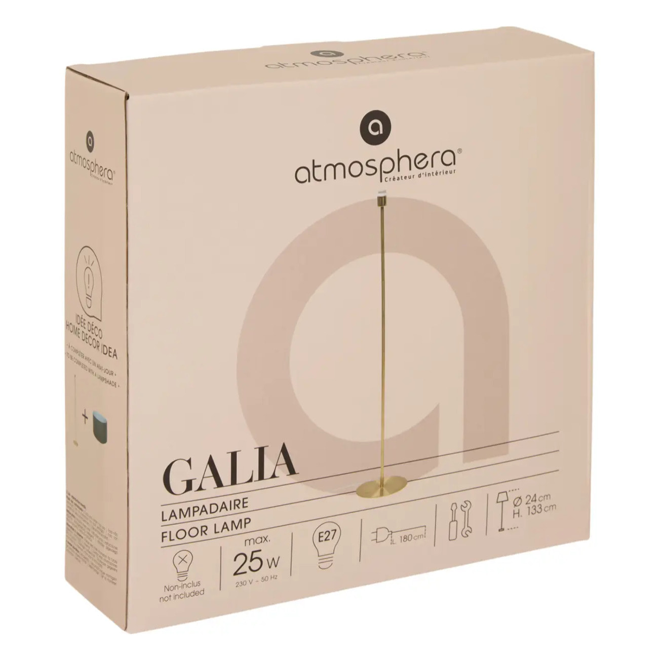 Pied de lampadaire Galia H.133cm doré